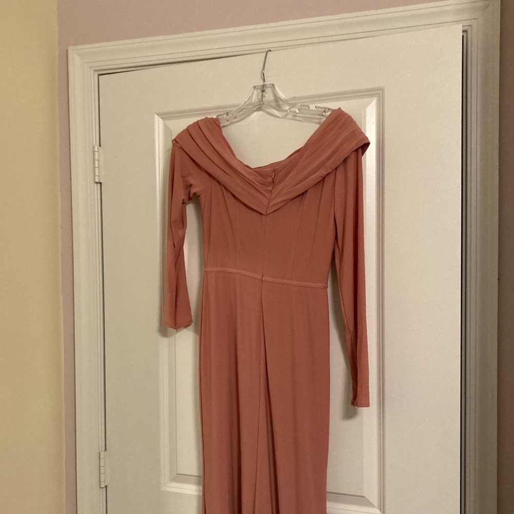 Mac Duggal Dusty Rose One Shoulder Lone Sleeve Gown Dress Maxi - Picture 7 of 8